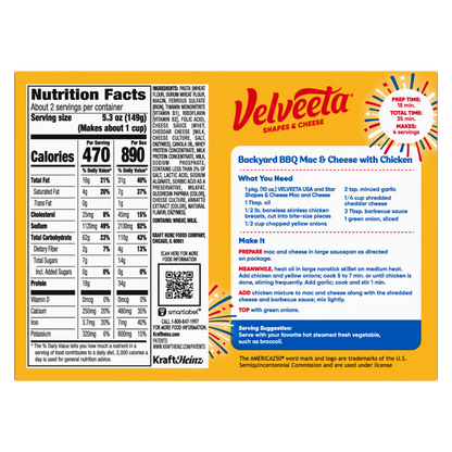 Velveeta USA & Star Shapes Mac and Cheese, 10 oz