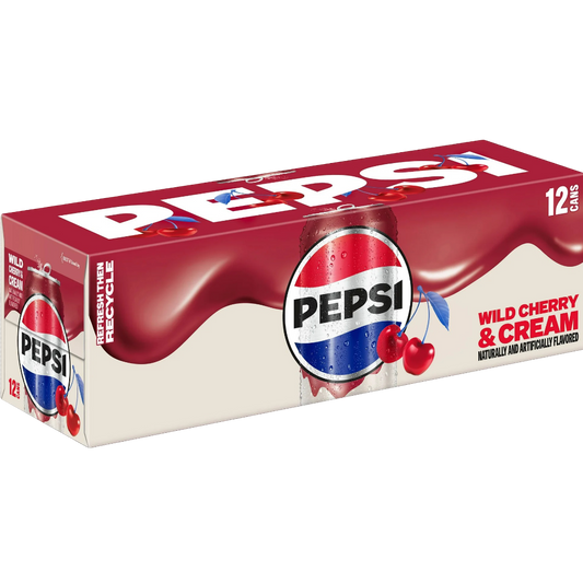 Pepsi Wild Cherry & Cream Soda, 12 Pack of 12 oz Cans