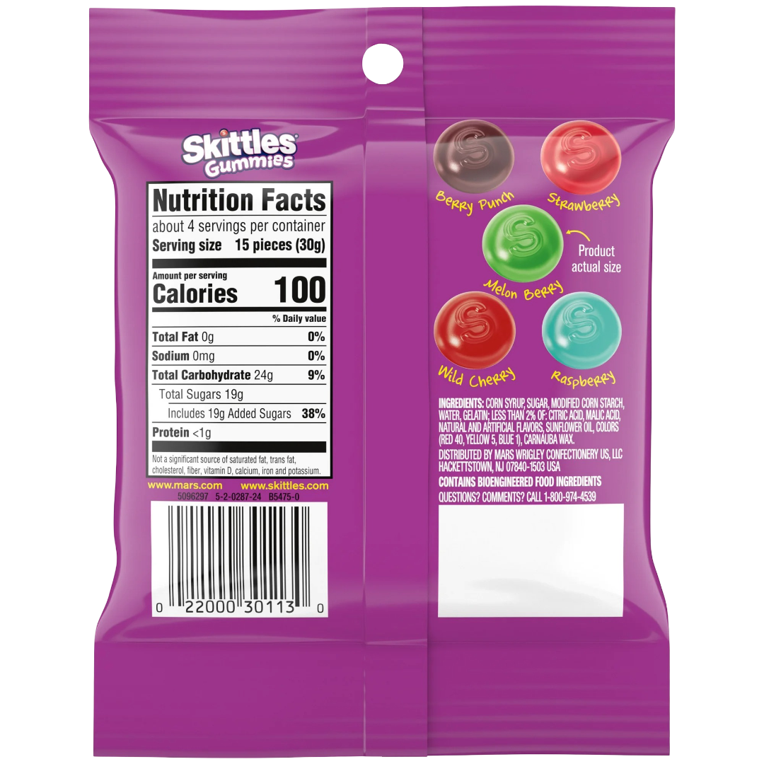 Skittles Gummies Wild Berry Gummy Candy, 4.2oz