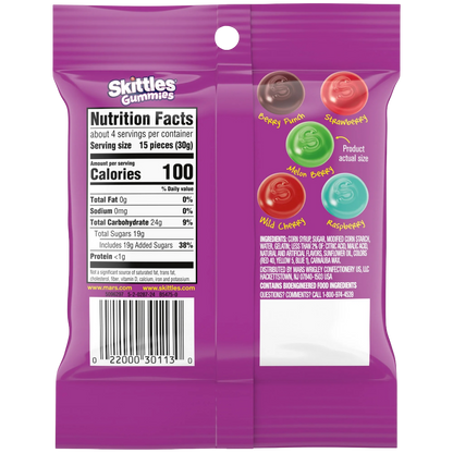 Skittles Gummies Wild Berry Gummy Candy, 4.2oz