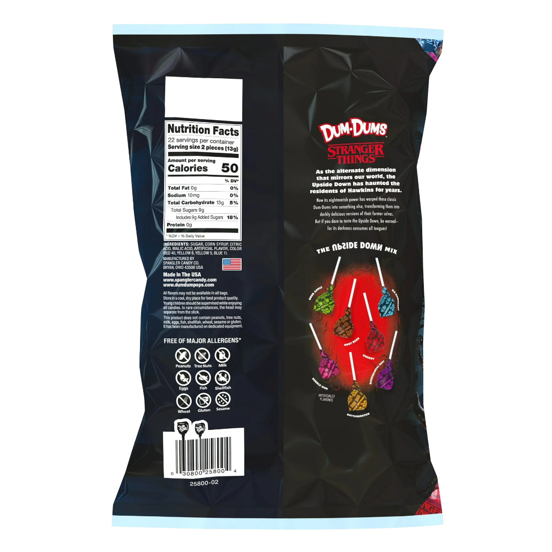 Dum Dums Stranger Things Mix Halloween Assorted Lollipops, Hard Candy 10.2oz Bag