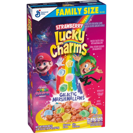 Lucky Charms Super Mario Galaxy Movie Strawberry Cereal Family Size, 18.6 oz