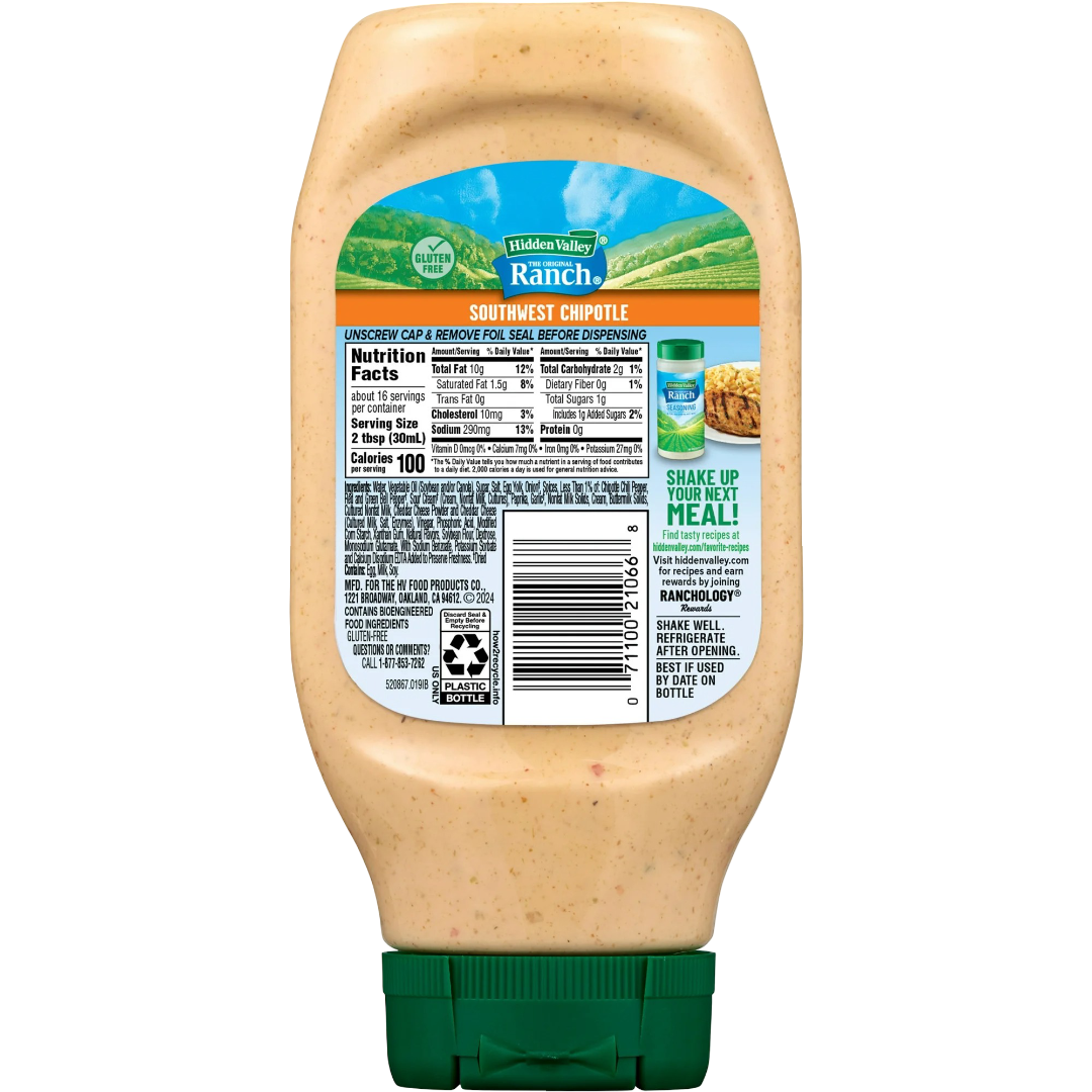 Hidden Valley Southwest Chipotle Ranch Topping & Dressing, 16 fl oz
