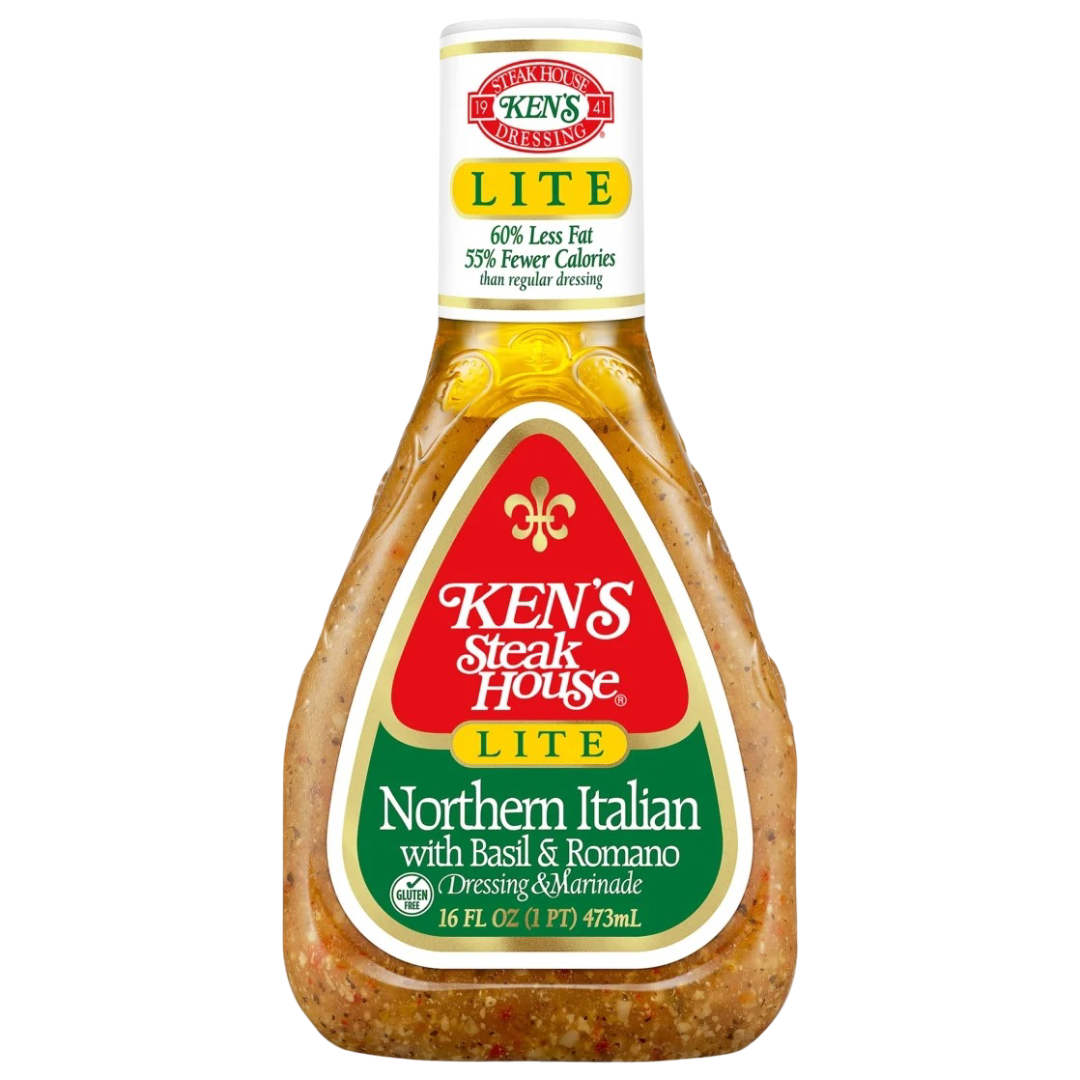 Ken's Steak House Lite Northern Italian with Basil & Romano Salad Dressing & Marinade, 16 fl oz