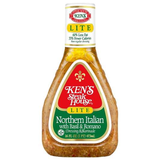 Ken's Steak House Lite Northern Italian with Basil & Romano Salad Dressing & Marinade, 16 fl oz