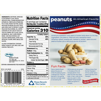 Little Debbie Nutty Buddy Wafer Bar, 12 oz