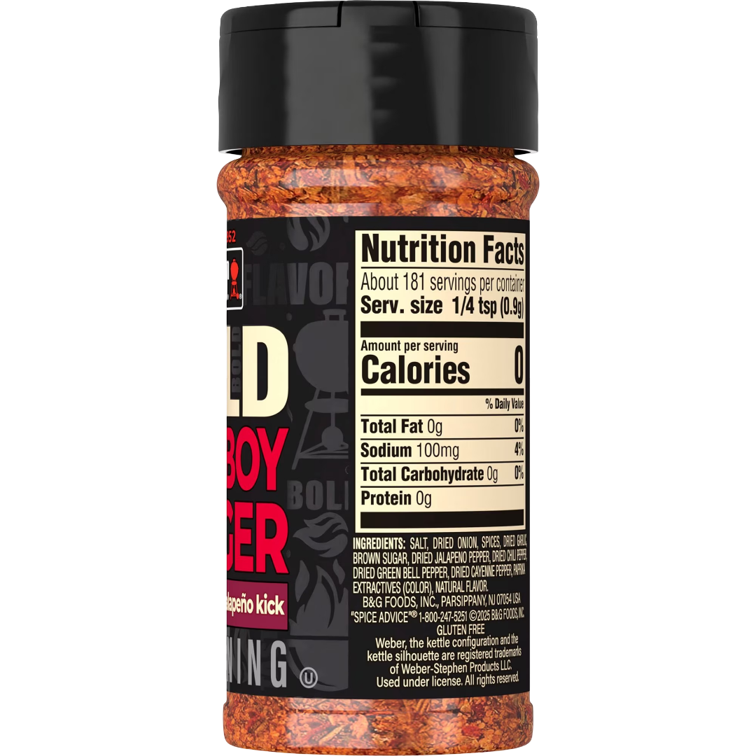 Weber BOLD Cowboy Burger, Onion & Jalapeno Burger Seasoning Blend, 5.75 oz