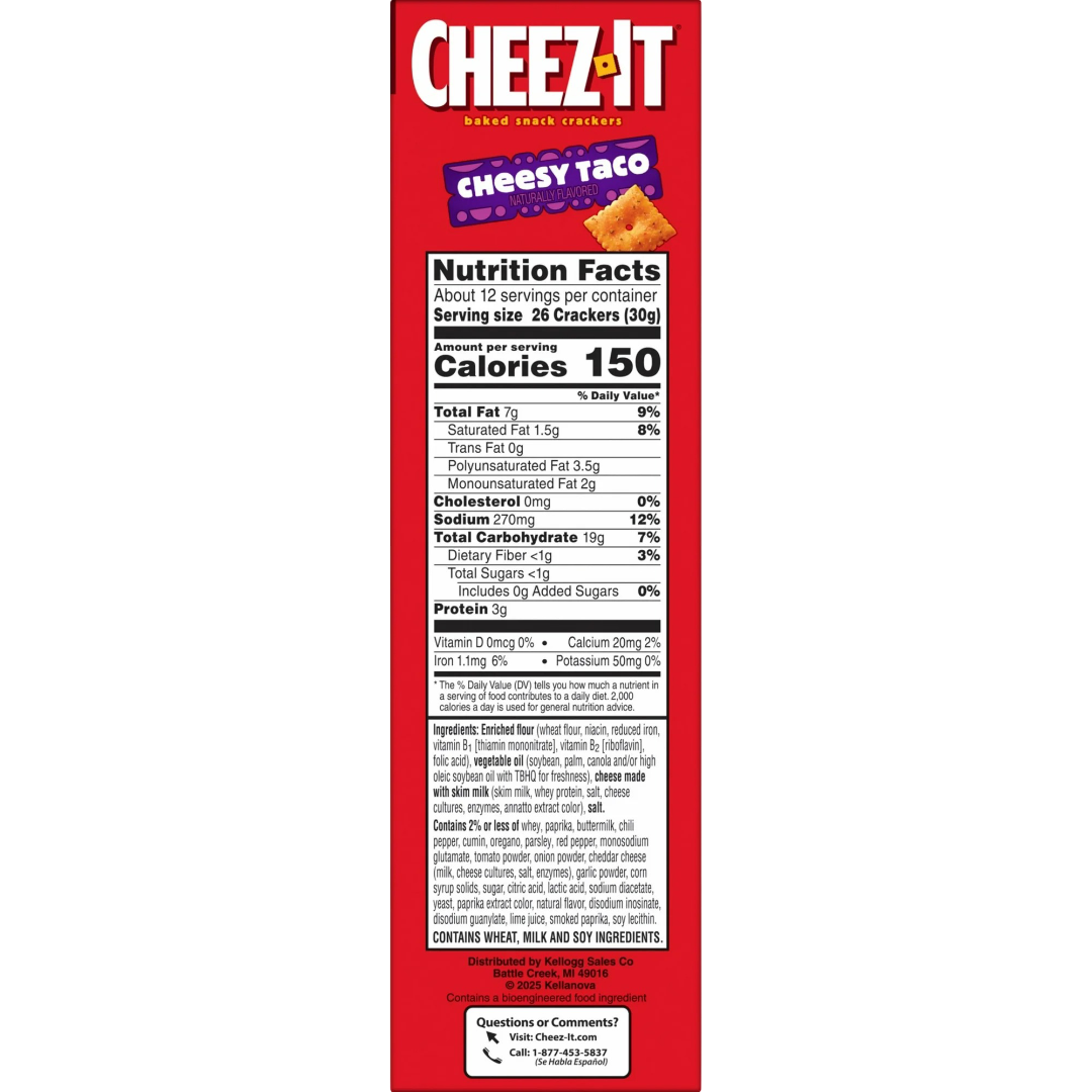 Cheez-It Cheesy Taco Baked Snack Crackers, 12.4 oz
