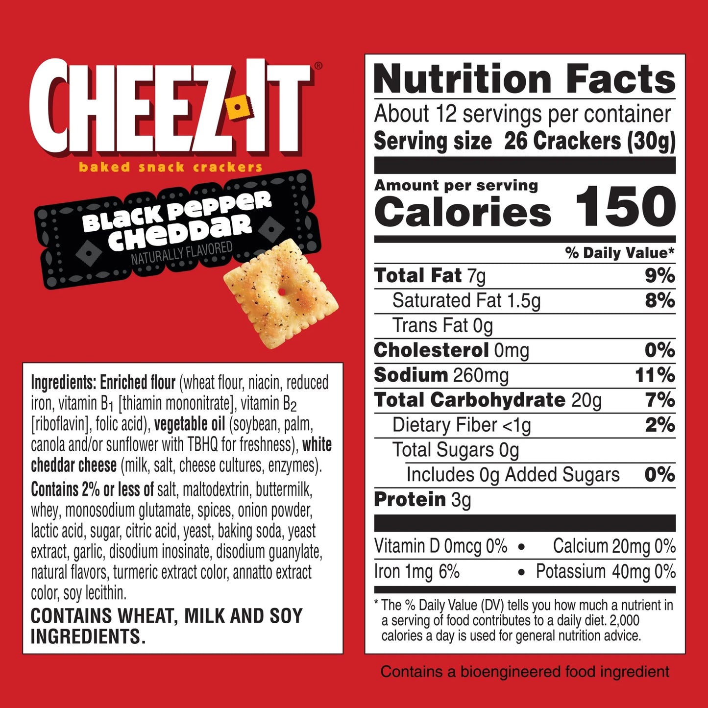Cheez-It Black Pepper Cheddar Baked Snack Crackers, 12.4 oz