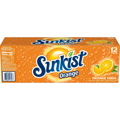 Sunkist Orange Soda Pop, 12 Pack of 12oz Cans