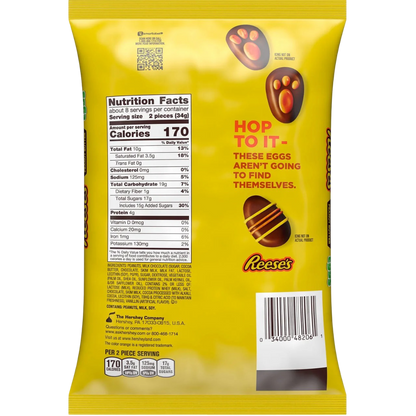 REESE'S Milk Chocolate Snack Size Peanut Butter Eggs, Easter Candy, 9.6 oz