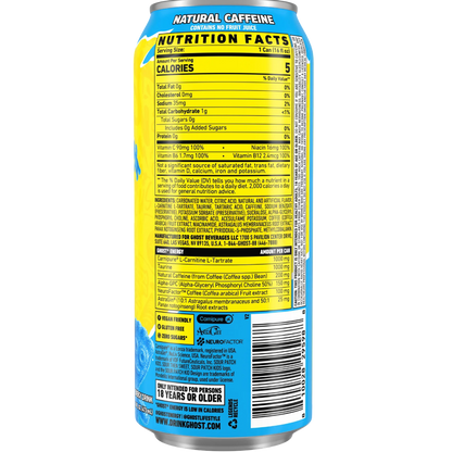 Ghost Zero Sugar Sour Patch Kids Blue Raspberry Energy Drink, 16 fl oz