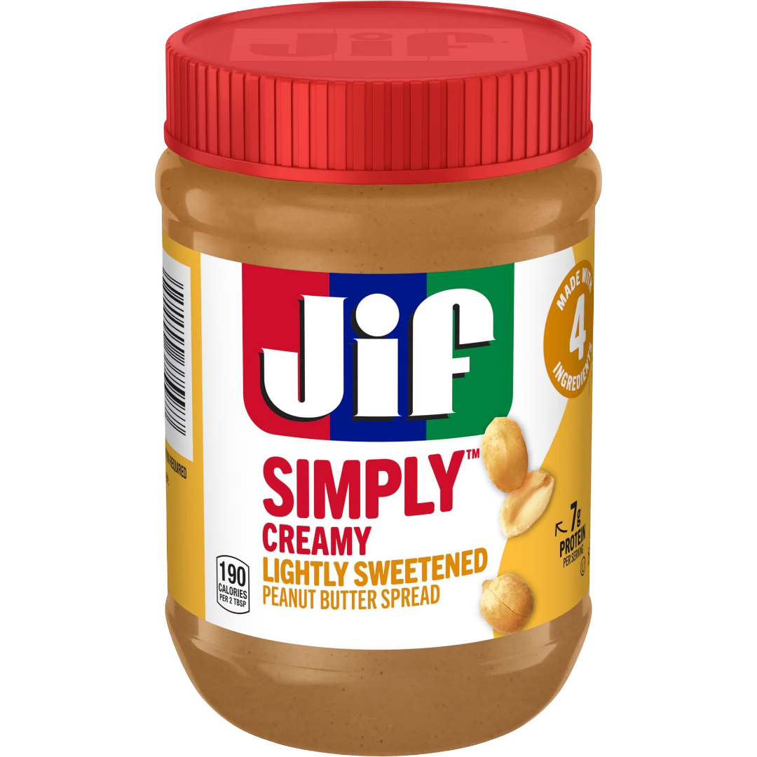 Jif Simply Creamy Lightly Sweetened Peanut Butter Spread, 15 oz