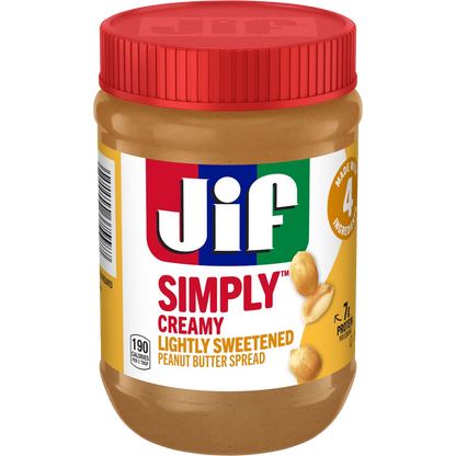 Jif Simply Creamy Lightly Sweetened Peanut Butter Spread, 15 oz