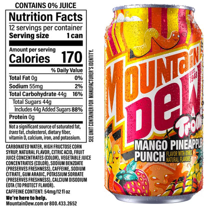 Mountain Dew x Trolli Mango Pineapple Punch, 12 Pack of 12 fl oz Cans
