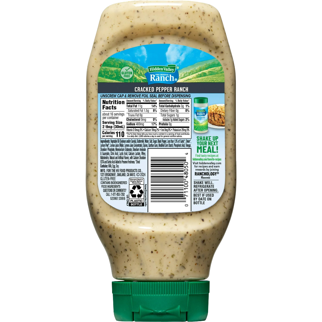 Hidden Valley Cracked Pepper Ranch Condiment & Dressing, 16 fl oz