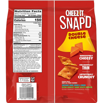 Cheez-It Snap'd Double Cheese Cracker Chips, 7.5oz