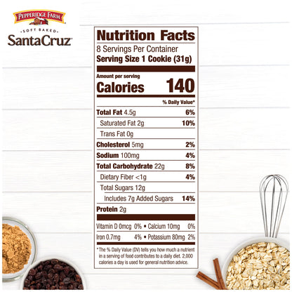 Pepperidge Farm Santa Cruz Soft Baked Oatmeal Raisin Cookies, 8.6oz