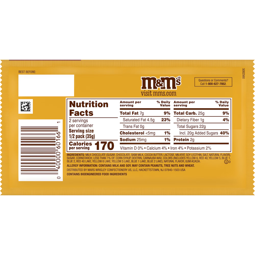 M&M'S Pumpkin Pie Milk Chocolate Candy, Share Size, 2.47 oz