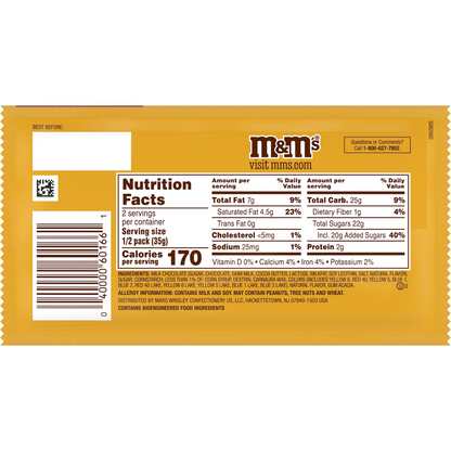 M&M'S Pumpkin Pie Milk Chocolate Candy, Share Size, 2.47 oz
