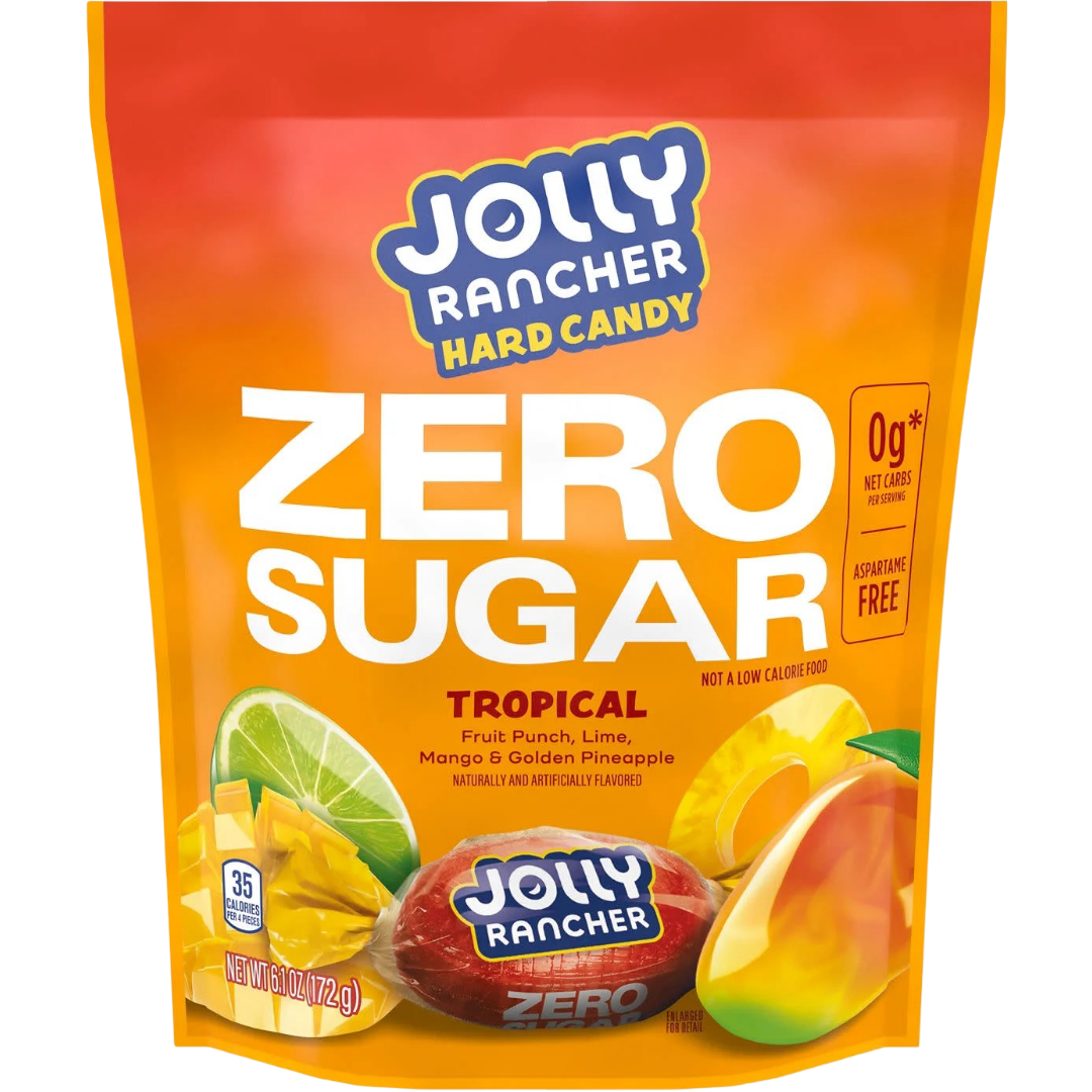 Jolly Rancher Zero Sugar Tropical Fruit Flavored Hard Candy, 6.1 oz