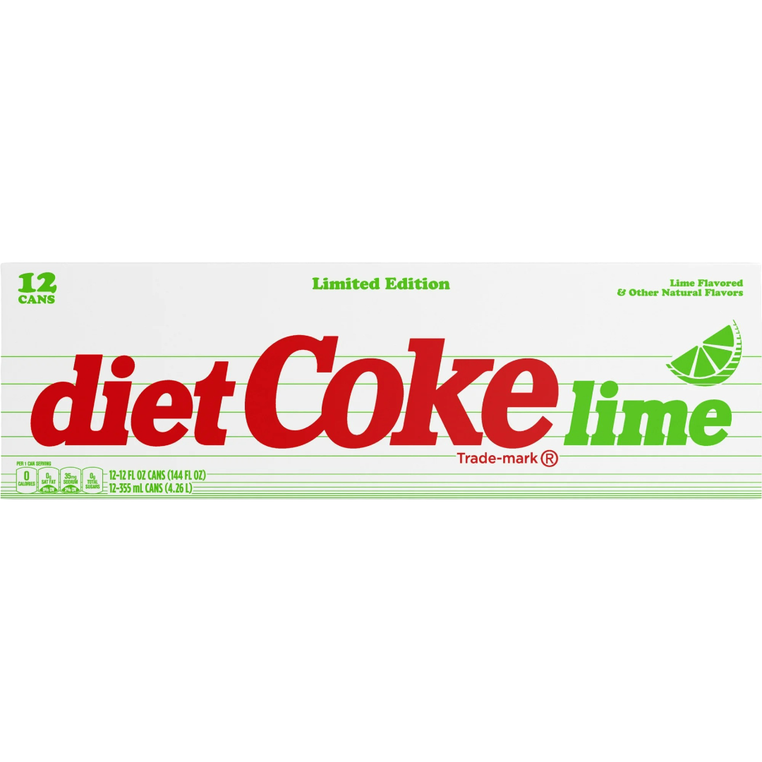 Coca Cola Diet Coke Lime Soda, 12 Pack of 12 fl oz Cans Limited Edition