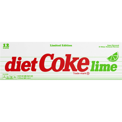 Coca Cola Diet Coke Lime Soda, 12 Pack of 12 fl oz Cans Limited Edition