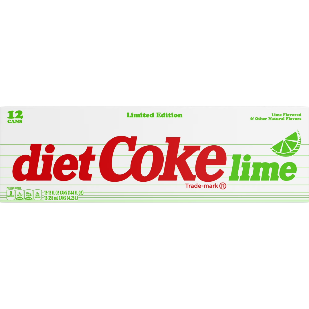 Coca Cola Lime Diet Soda, 12 Pack of 12 fl oz Cans Coke