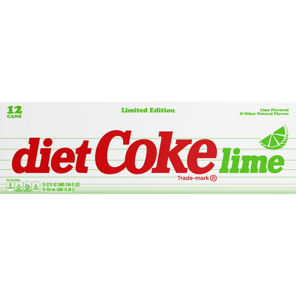 Coca Cola Lime Diet Soda, 12 Pack of 12 fl oz Cans Coke