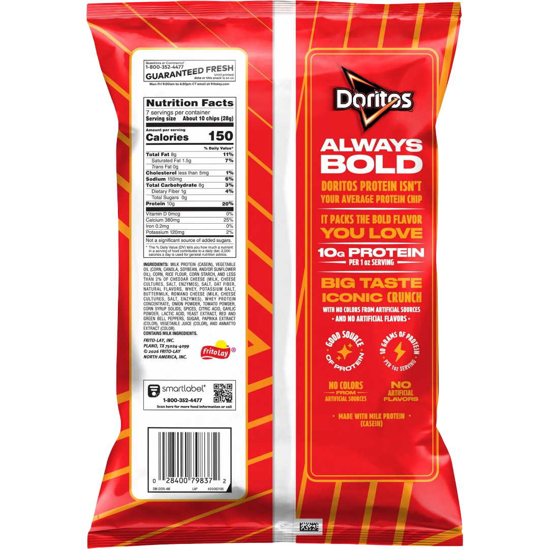 Doritos Protein Nacho Cheese Tortilla Chips, 7 oz