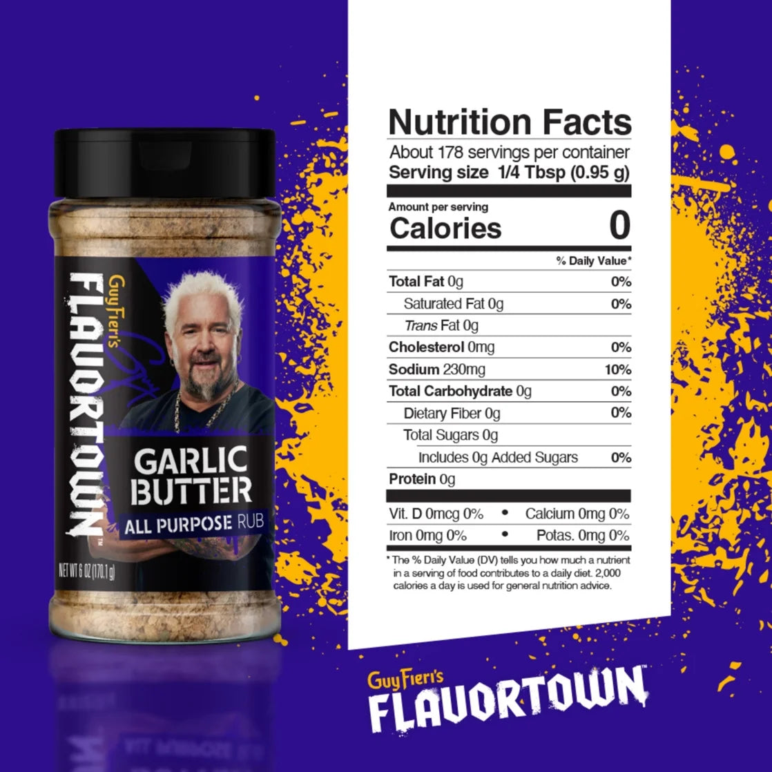 Guy Fieri's Flavortown All Purpose Garlic Butter Rub Seasoning 6 oz