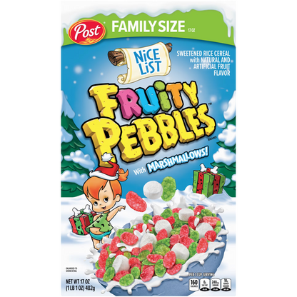 Post Nice List Fruity PEBBLES with Marshmallows Cereal, Family Size, 17 oz