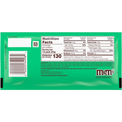 M&M'S Mint Crunchy Cookie Chocolate Candy, Share Size, 2.83 oz