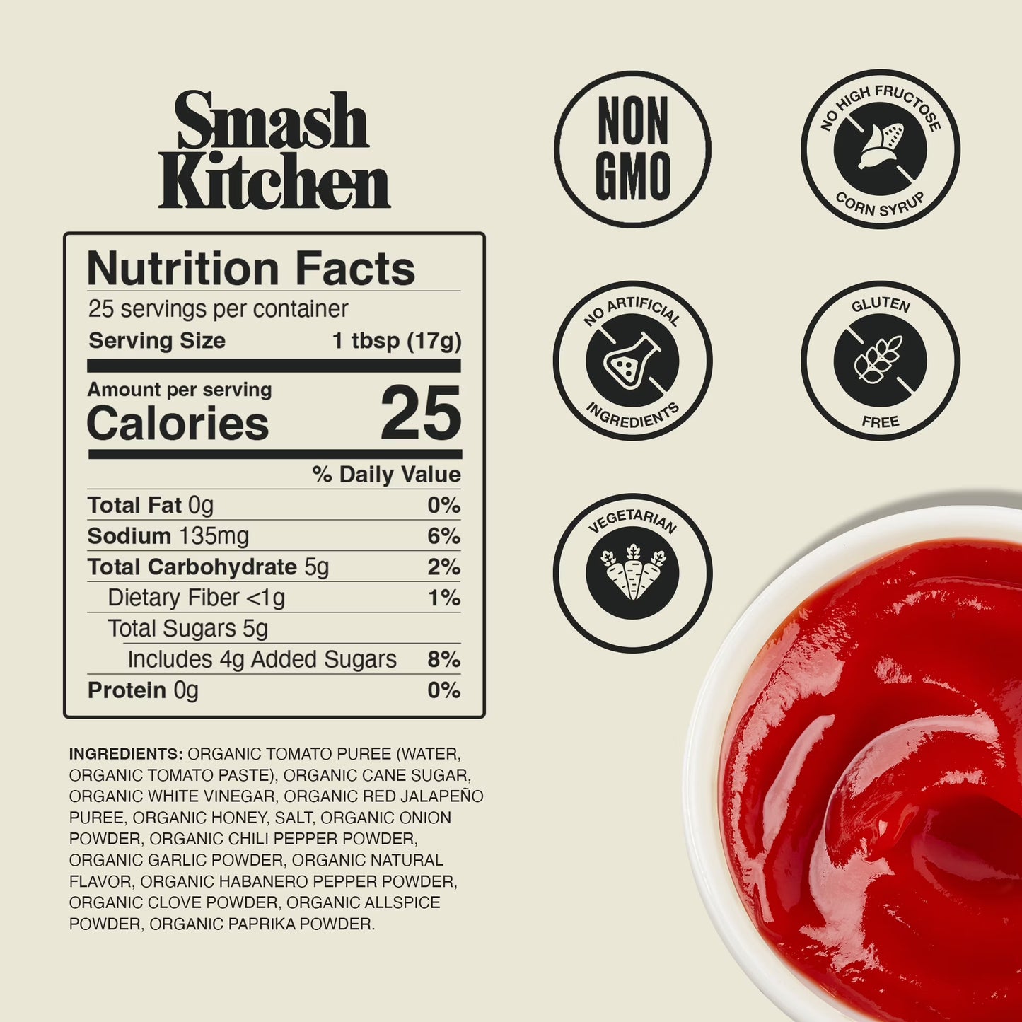 Smash Kitchen Organic Hot Honey Ketchup, 15 oz