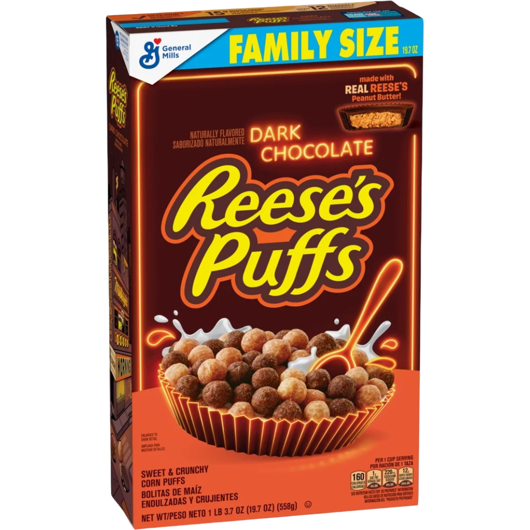 REESE'S PUFFS Dark Chocolate Cereal Family Size, 19.7 oz