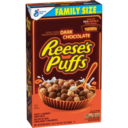 REESE'S PUFFS Dark Chocolate Cereal Family Size, 19.7 oz