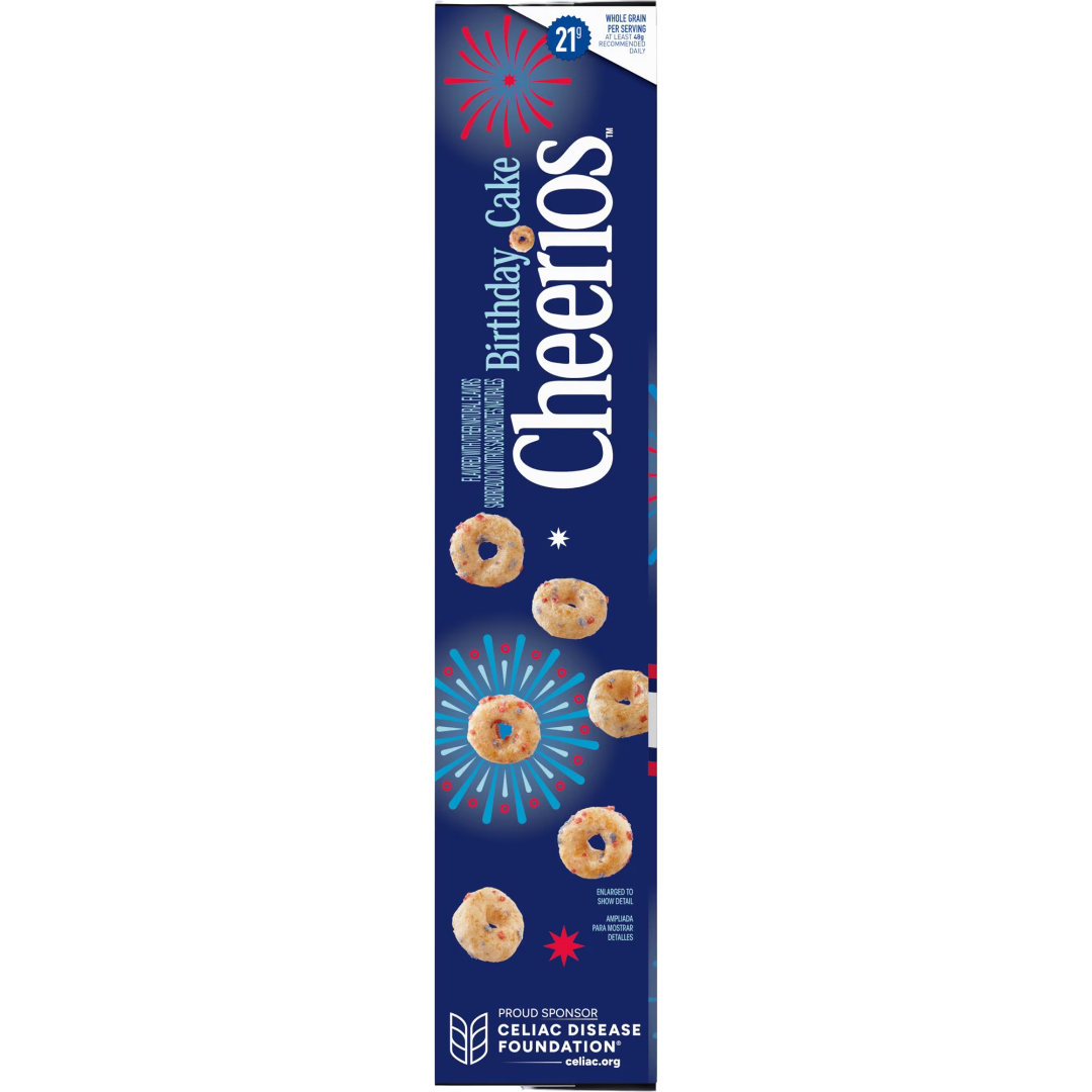 Birthday Cake Cheerios Gluten Free Breakfast Cereal, Family Size, 19 oz