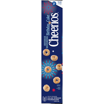 Birthday Cake Cheerios Gluten Free Breakfast Cereal, Family Size, 19 oz