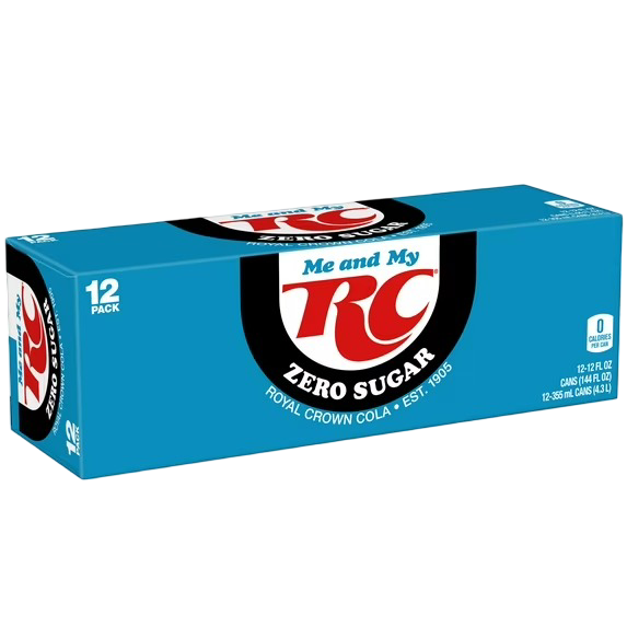 RC Cola Zero Sugar Soda Pop, 12 Pack of 12 fl oz Cans