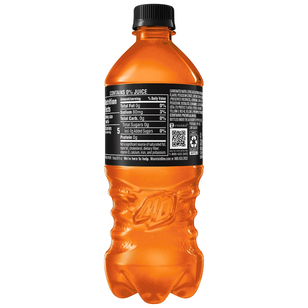 Mountain Dew Baja Cabo Citrus Zero Sugar Soda 20oz Bottle