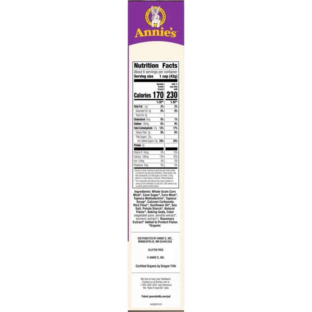Annie’s Cookie Crunch Sprinkle Cereal, Gluten Free, 9.9 oz