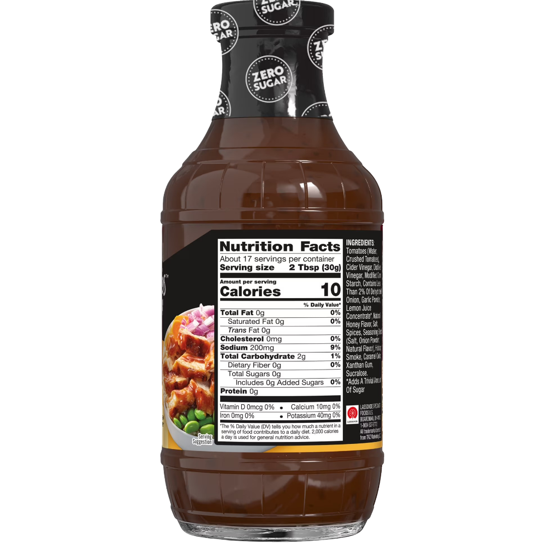 G Hughes Zero Sugar Honey BBQ Sauce, 18 oz
