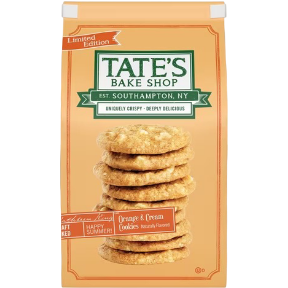 Tate's Bake Shop Orange & Cream Cookies with White Chocolate Chips, 6.5 oz
