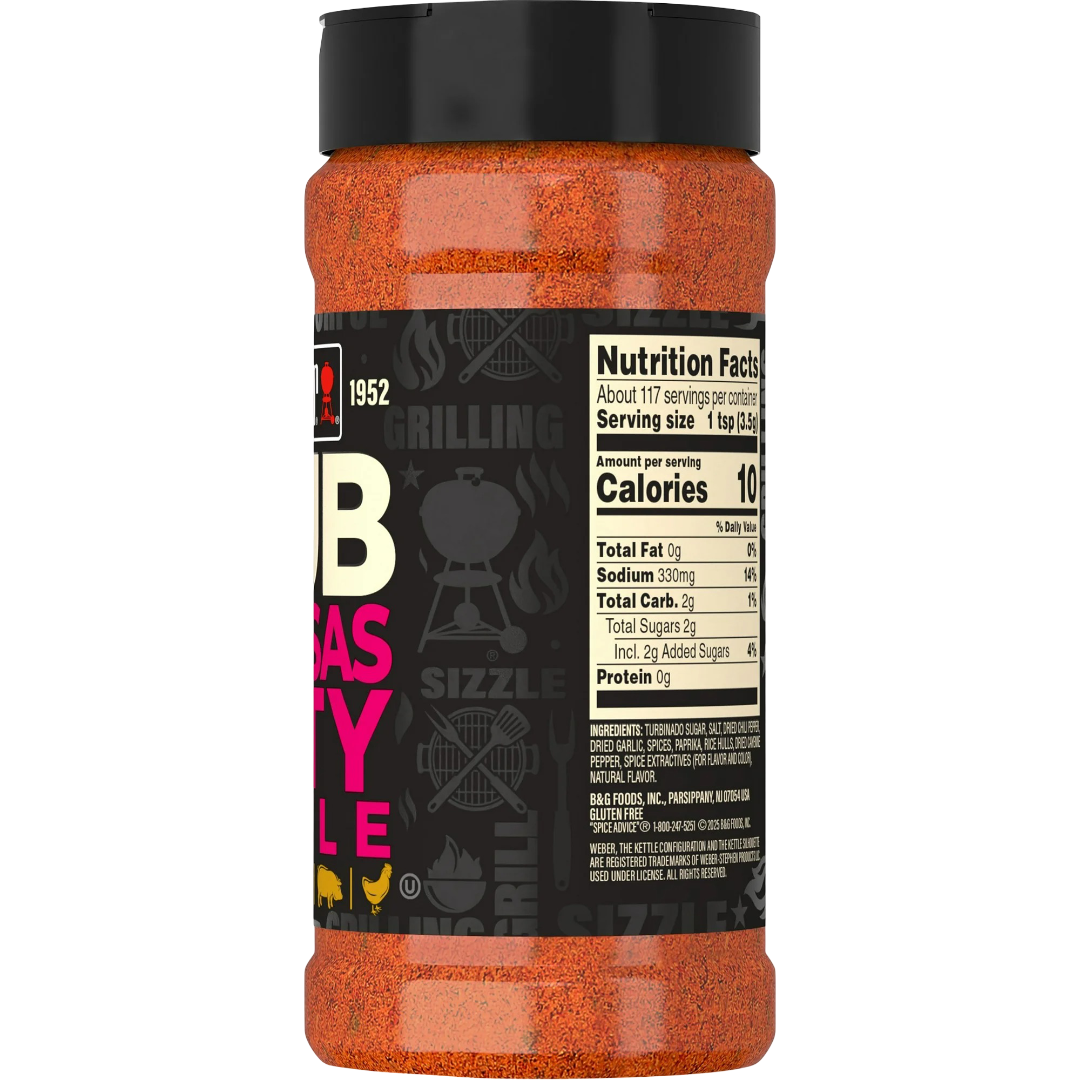 Weber Kansas City Sweet Tangy BBQ Dry Rub Seasoning, Gluten Free, 14.5oz