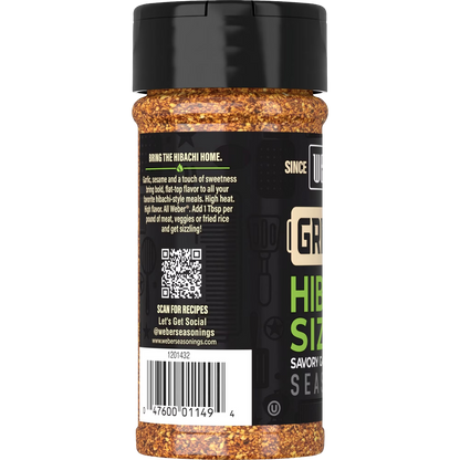 Weber Griddle Hibachi Sizzle, Savory Garlic & Sesame Seasoning Blend, 5.6 oz