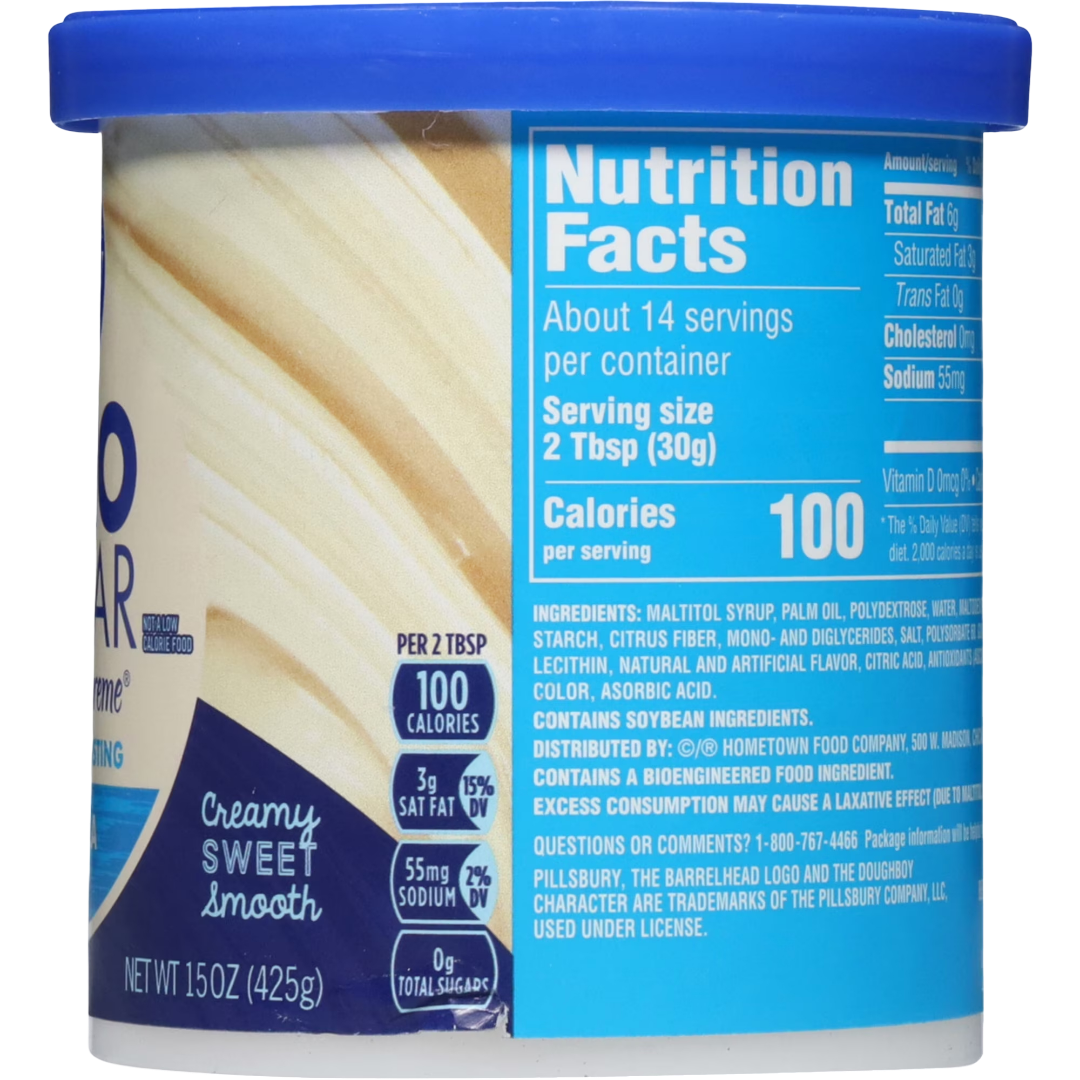 Pillsbury Zero Sugar Creamy Supreme Vanilla Premium Frosting, 15 oz