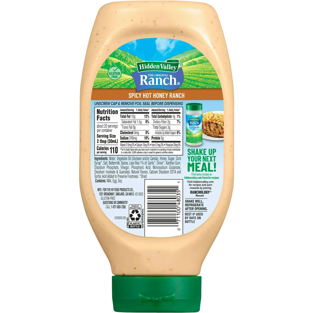 Hidden Valley Spicy Hot Honey Ranch Condiment & Dressing, 20 fl oz