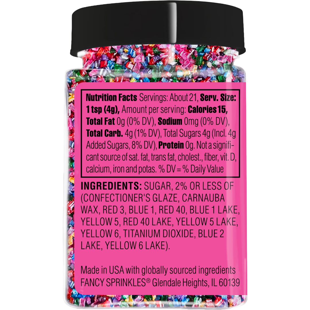 Fancy Sprinkles Rainbow Prism Sugar Dessert Sprinkles, 3 oz