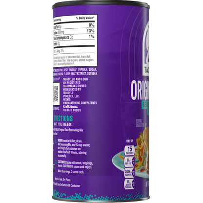 Taco Bell Original Taco Seasoning Mix Shaker, 6.25 oz