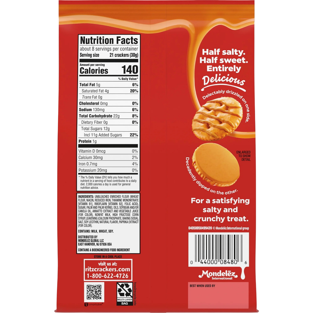 RITZ Drizzled Minis Caramel Crackers, 8 oz